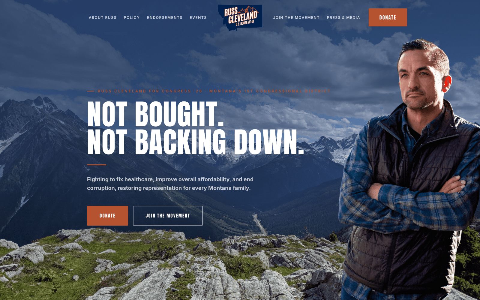 Russ Cleveland for Congress website screenshot